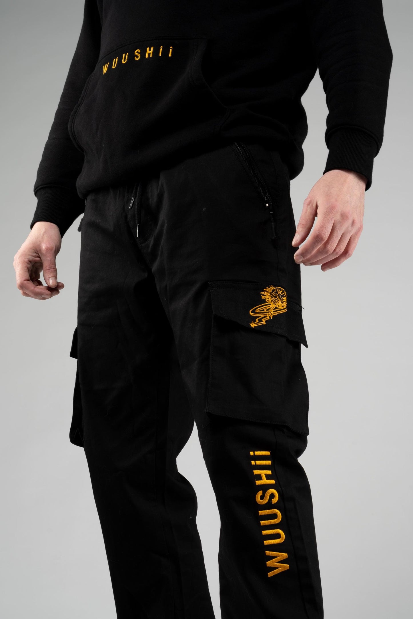 Cargo Trousers Black and Gold