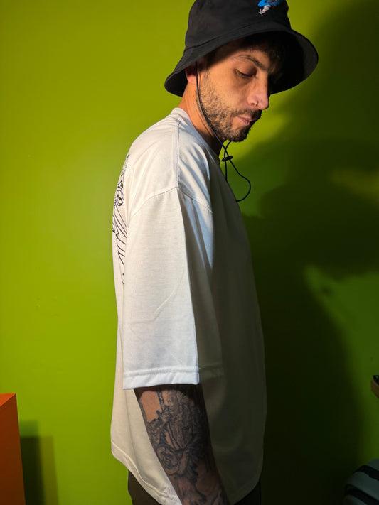 White Oversized Back print T shirt